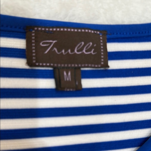 TRULLI Blue and White Sleeveless Fit and Flare Midi Dress Size M - Picture 2 of 12